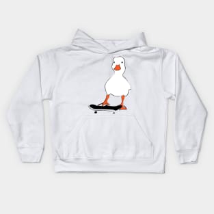 skateboarding white duck Kids Hoodie